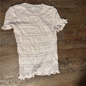 LC Lauren Conrad Light Pink Textured Short Sleeve Knit sweater  Top